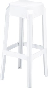 Sgabello Da Bar İn Tecnopolimero Pa6 Nylon Lucido O Policarbonato Trasparente - Design Contemporaneo E Funzionale / Weiß Glanz