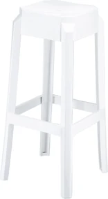 Sgabello Da Bar İn Tecnopolimero Pa6 Nylon Lucido O Policarbonato Trasparente - Design Contemporaneo E Funzionale / Weiß Glanz