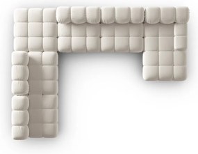 Divano angolare componibile beige (con penisola a sinistra/a U) con rivestimento in velluto Bellis – Micadoni