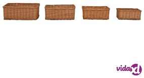 vidaXL Set Cestini Impilabili 4 pz Marroni in Salice