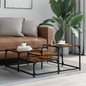Tavolino salotto rovere fumo 87,5x87,5x40 cm legno multistrato