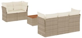 Set divano da giardino 6 pz con cuscini beige in polyrattan