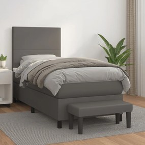 Giroletto A Molle Con Materasso Grigio 100x200 Cm İn Similpelle /