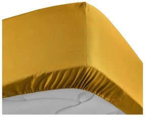 Lenzuolo giallo in percalle di cotone elasticizzato 180x200 cm Percaline - douceur d'intérieur