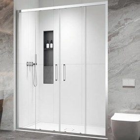 Kamalu - Porta doccia doppio scorrevole 160cm altezza 200cm finitura cromo| KZ6000