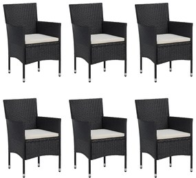 Set mobili da pranzo per giardino 7 pz in polyrattan nero