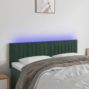 Testiera A Led Verde Scuro 144x5x78/88 Cm İn Velluto /