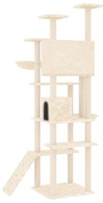 Albero per gatti con tiragraffi in sisal crema 191 cm