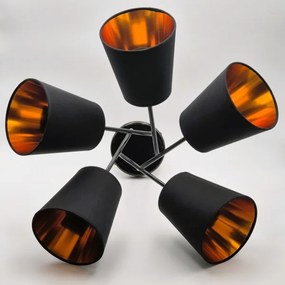 Lampadario a sospensione con supporto rigido IRMA 5xE27/60W/230V nero