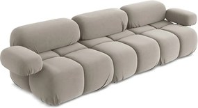 Divano componibile beige con rivestimento in velluto 285 cm Lokua – Makamii