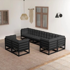 Set divani da giardino 8 pz con cuscini legno massello di pino