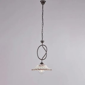 Lampadario in ferro laccato nero e decorazione effetto ruggine con ...