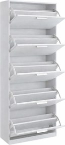 Scarpiera Salvaspazio Slim da Ingresso Legno Melaminico 63x24x150 Bianco Cemento