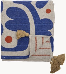 Coperta in cotone con stampa e nappe Eviaya