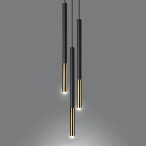 Lampadario su filo MOSAIC 3xG9/12W/230V nero/dorato