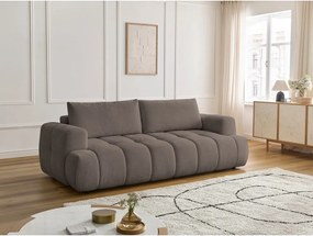 Divano grigio tortora allungabile e con contenitore rivestito in ciniglia 251 cm Fuji – Bobochic Paris