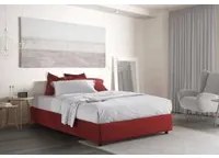 Letto matrimoniale Elisa, Letto contenitore con rivestimento in tessuto, Made in Italy, Apertura frontale, adatto per materasso cm 160x190, Rosso