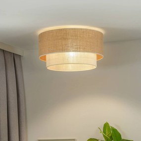 Euluna plafoniera Boho in juta, marrone naturale/bianco, Ø 60 cm