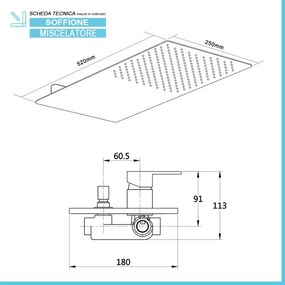 Set doccia incasso Kubo con soffione doccia a muro 25x52 e kit doccia