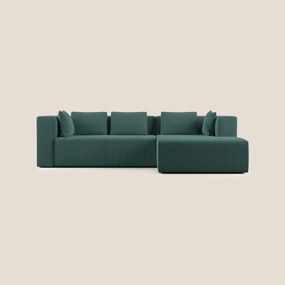 Nettuno divano angolare componibile in morbido tessuto bouclè T07 verde destro