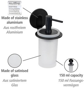 Dispenser di sapone in vetro nero opaco autoportante 150 ml Bivio - Wenko