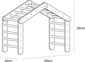 Pikler triangolo montessori grigio in pino massiccio 61x112x94 cm Montessori – Meowbaby