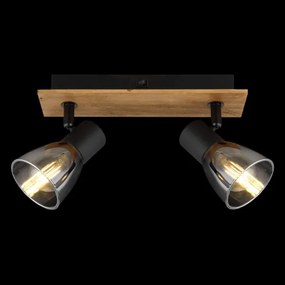 Globo 54307-2W - Faretto da parete CLAUDE 2xE14/40W/230V nero/legno