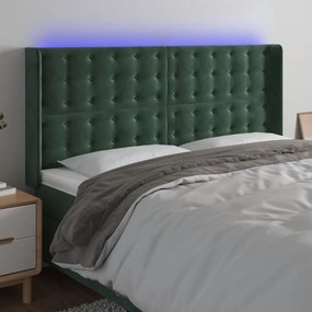 Testiera A Led Verde Scuro 163x16x118/128 Cm İn Velluto /