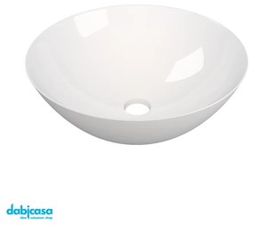 Lavabo "Bacinella" Da Appoggio Tonda In Ceramica Bianco Lucido Diametro 41