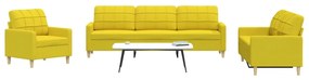 Set Di Divani 3 Pz Giallo Chiaro İn Tessuto /