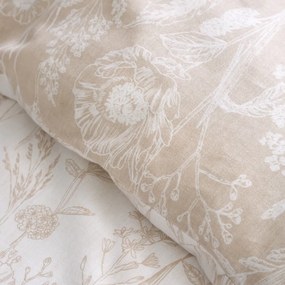 Biancheria da letto beige in flanella per letto matrimoniale 200x200 cm Floral Toile - Bianca