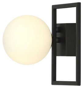 Plafoniera Moderna 1 Luce Imago 1130/1E In Acciaio Nero Vetro Opale