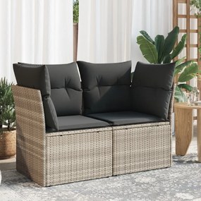 Divano da giardino con cuscini 2 posti grigio chiaro polyrattan