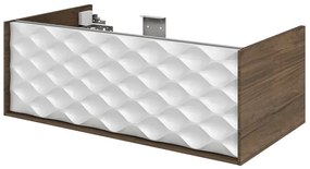 Mobile da bagno sotto lavabo SENSEA Neo Frame bianco e noce laccato lucido L 90 x H 32 x P 48 cm 1 cassetto, lavabo non incluso