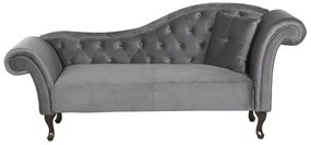 Chaise longue per lato destro in velluto grigio LATTES Beliani