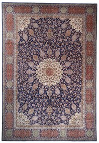Tabriz Tappeto 510x350 Blu (Iran) Annodato A Mano