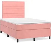 Letto a Molle con Materasso e LED Rosa 120x190 cm in Velluto 3270322