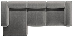 Divano angolare grigio chiaro (con penisola a sinistra/con chaise lounge) con rivestimento in velluto a coste Bergamo – Cosmopolitan Design