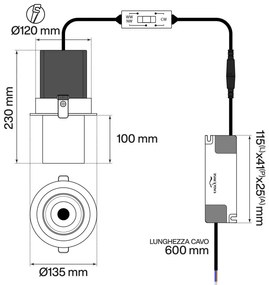 Faro LED da Incasso 30W Orientabile CCT Foro Ø110mm 60° Bridgelux LED Colore Bianco Variabile CCT