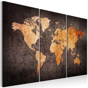 Quadro Chestnut World Map  Colore Beige, Dimensioni e Misure 90x60