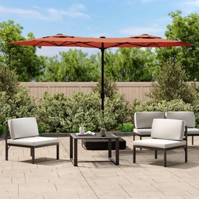 Ombrellone A Doppia Testa Con Led Terracotta 316x240 Cm /