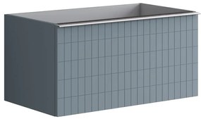 Mobile da bagno sospeso sotto lavabo L 80 x H 40 x P 45.5 cm blu laccato opaco, 2 cassetti Pixel grid