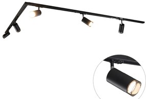 Sistema di illuminazione su binario moderno con 5 faretti neri fumé monofase - Iconic Jeana