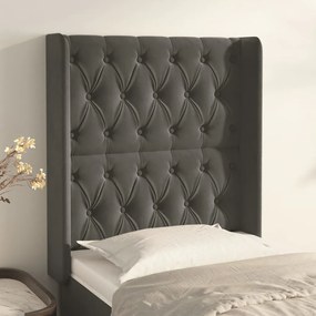 Testiera Ad Orecchio Grigio Scuro 83x16x118/128 Cm İn Velluto /