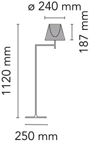 Flos KTribe Floor 1 Lampada Da pavimento H.112 cm a luce diffusa con dimmer e diffusore opalino Fume