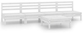 Set divani da giardino 5 pz bianco in legno massello di pino