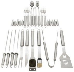 Utensili per grigliate in acciaio inox con valigetta 30 pz
