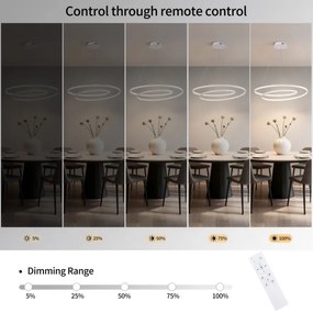 Brilagi-LED Lampadario a sospensione dimmerabile TWISTER LED/75W/230V Ø 70 cm bianco + telecomando