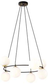 Lampadario Minimal Tiamat Acciaio Nero Oro 7 Luci E14 Ip20