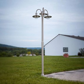 Lampione Lindby Damion, 200 cm, a 3 luci, E27, IP44 DAMION Lindby, dimmerabile, Alluminio / Grigio / Zincato, Acciaio Inox, Moderno